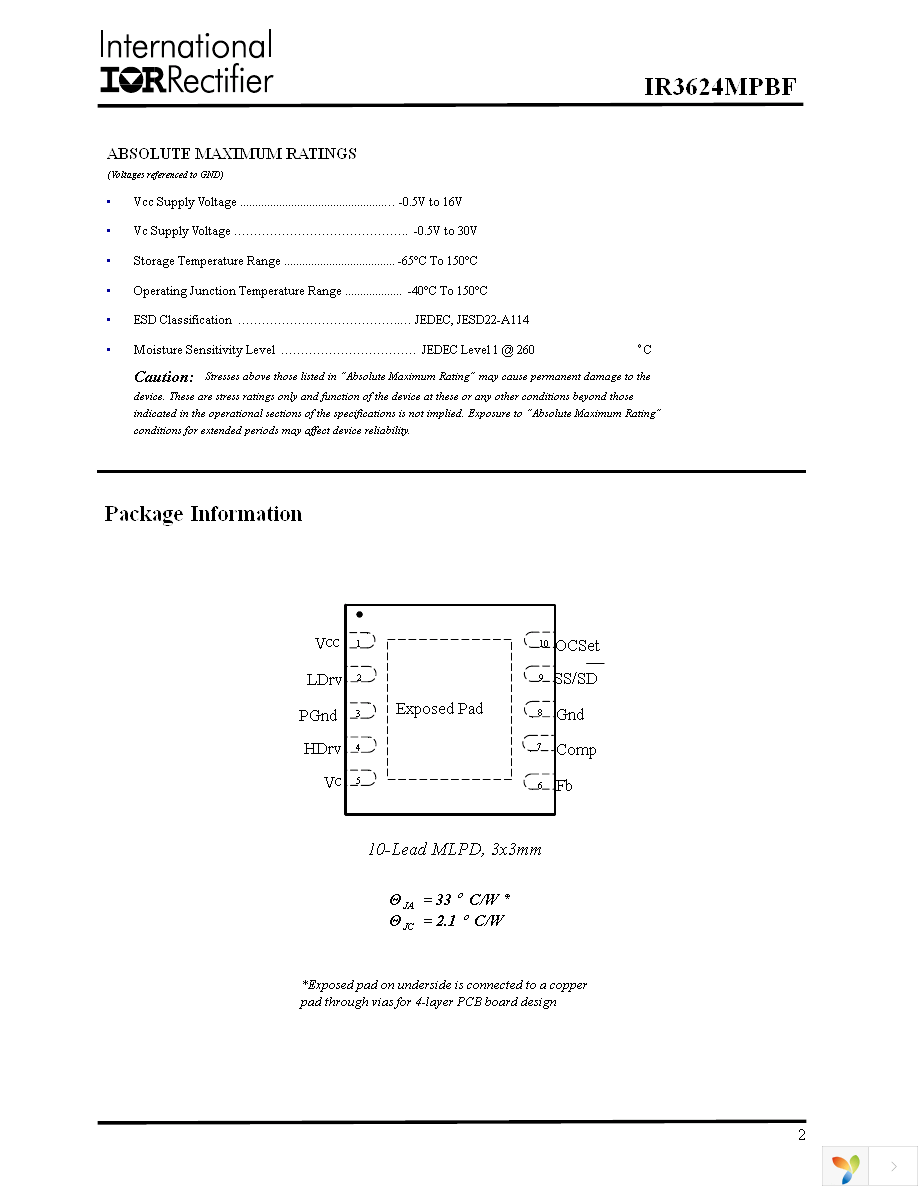 IR3624MTRPBF Page 2