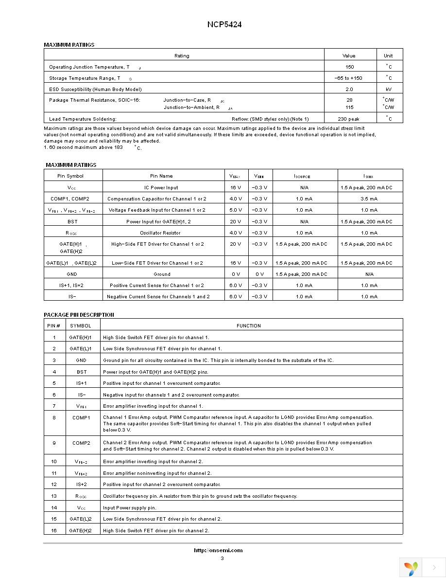 NCP5424DR2 Page 3