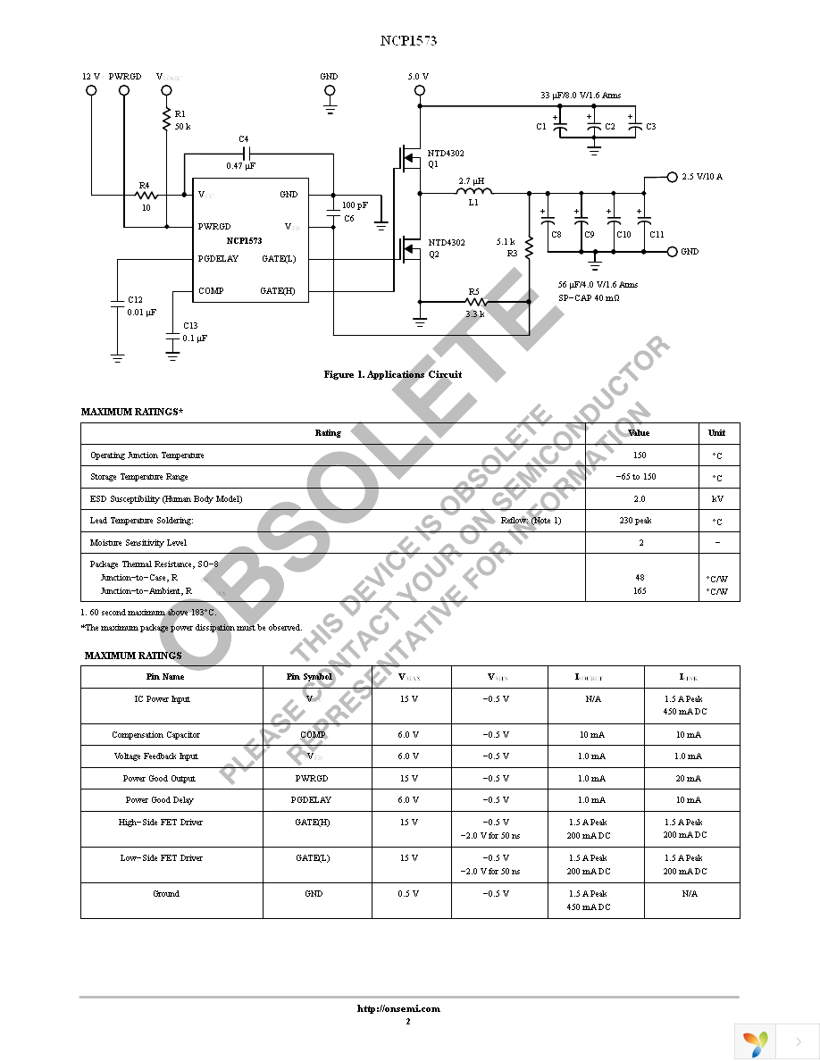NCP1573DR2 Page 2