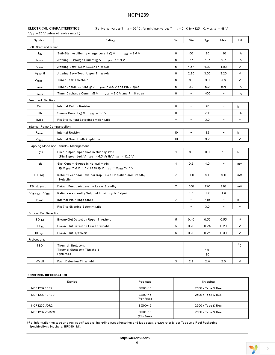 NCP1239FDR2 Page 5