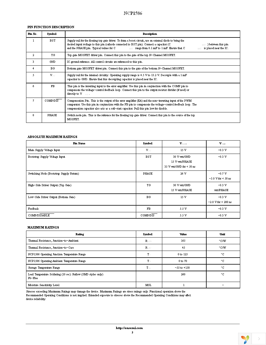 NCP1586DR2G Page 3