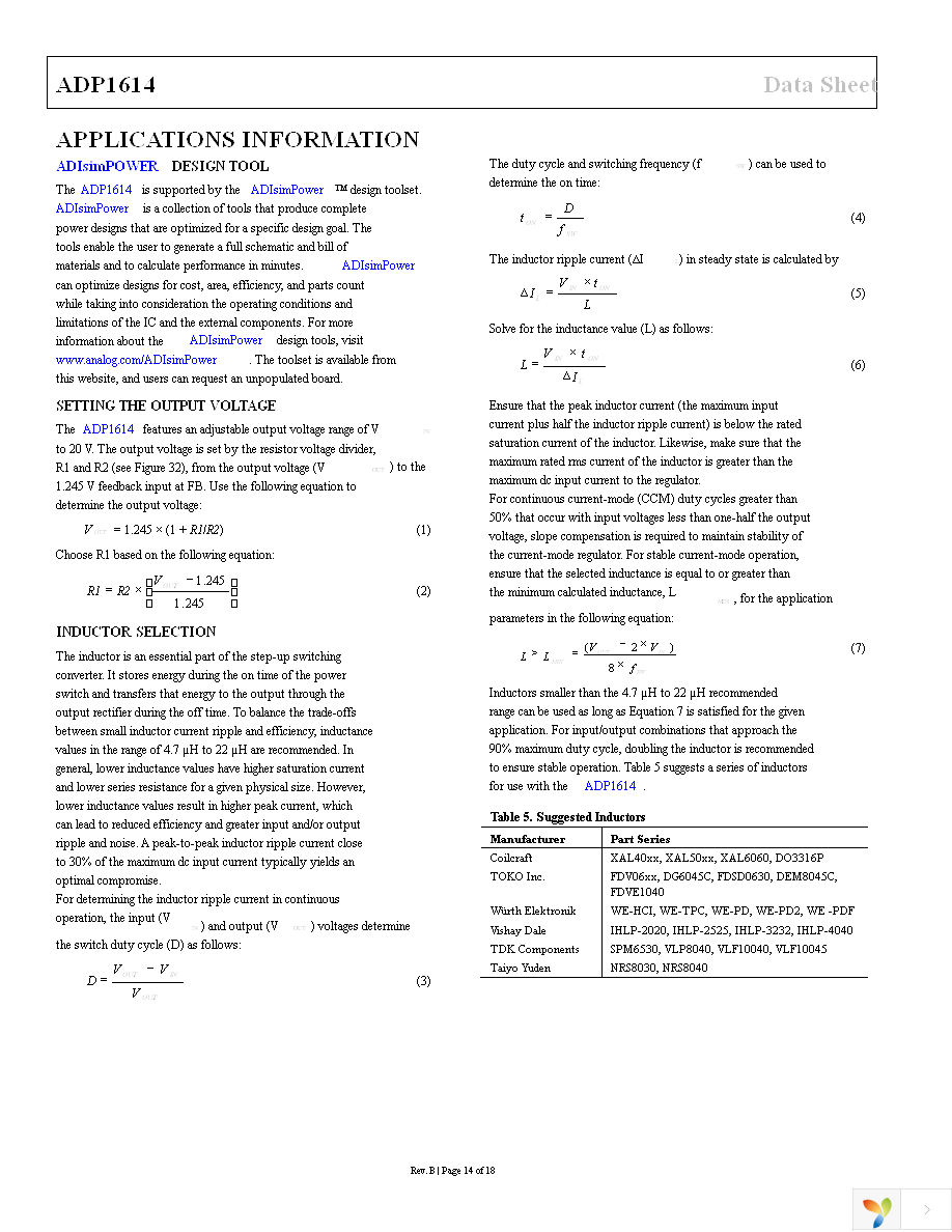 ADP1614ACPZ-1.3-R7 Page 14