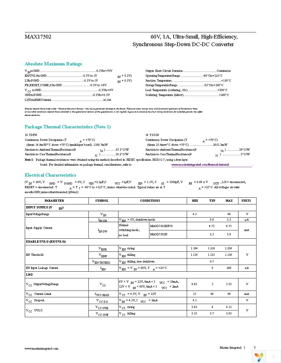 MAX17502FATB+T Page 2