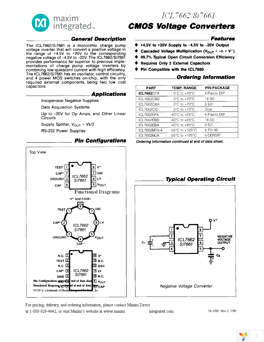 ICL7662CBA+T Page 1