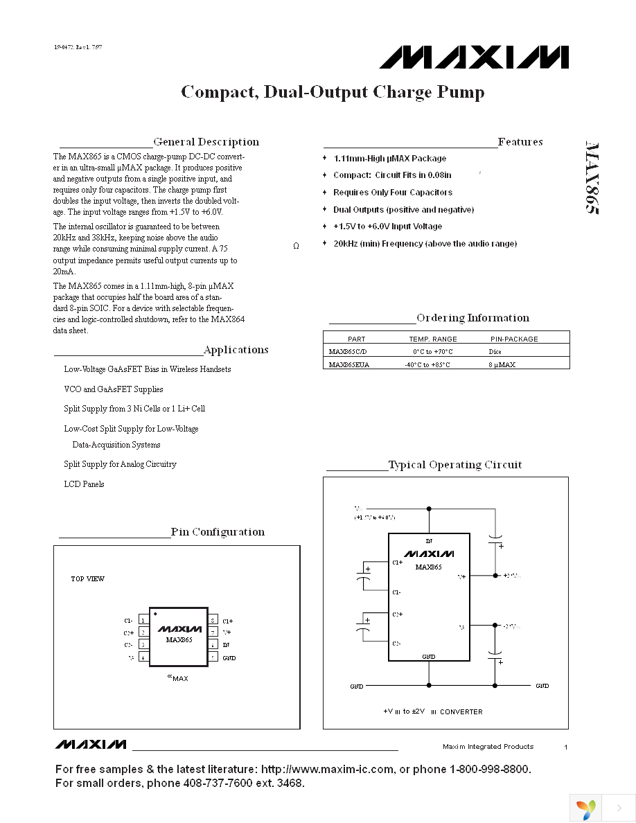 MAX865EUA+ Page 1