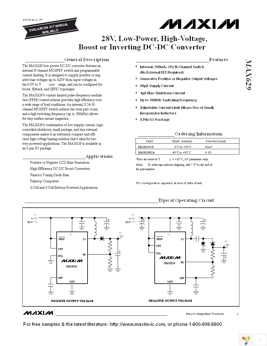 MAX629ESA+ Page 1