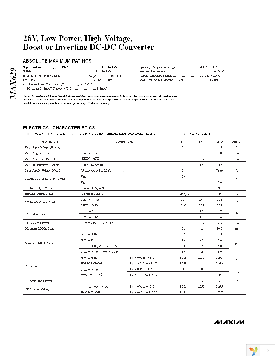 MAX629ESA+ Page 2