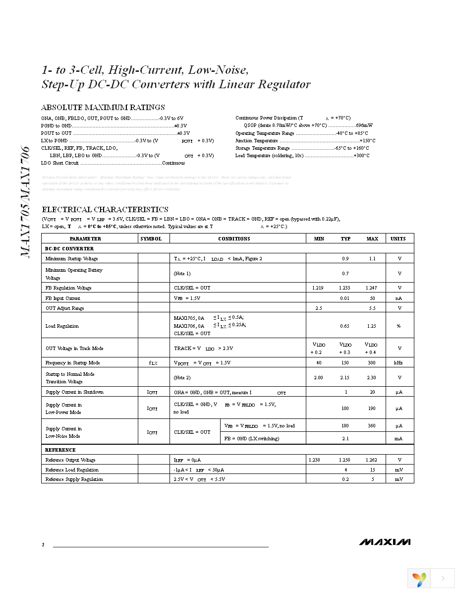 MAX1705EEE+ Page 2