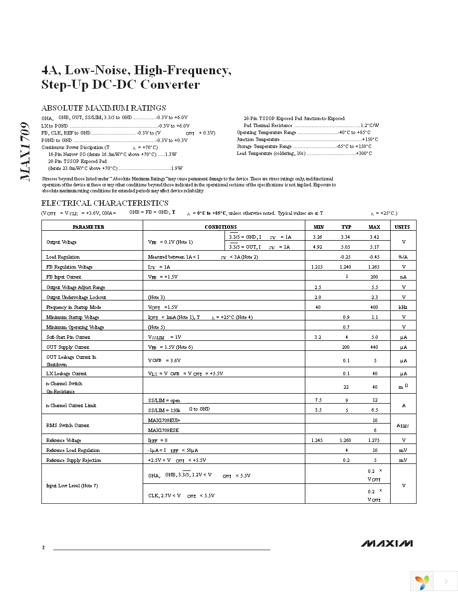 MAX1709EUI+ Page 2