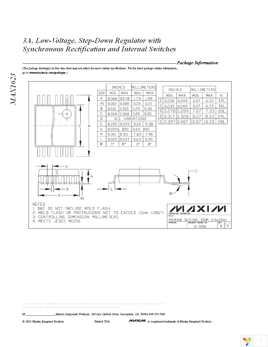 MAX1623EAP+ Page 12