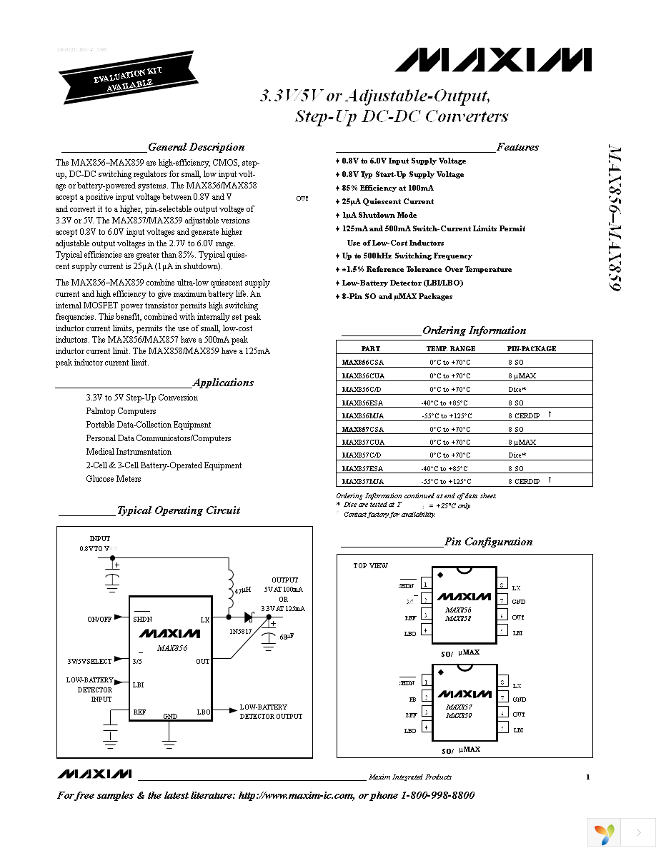 MAX856CSA+ Page 1