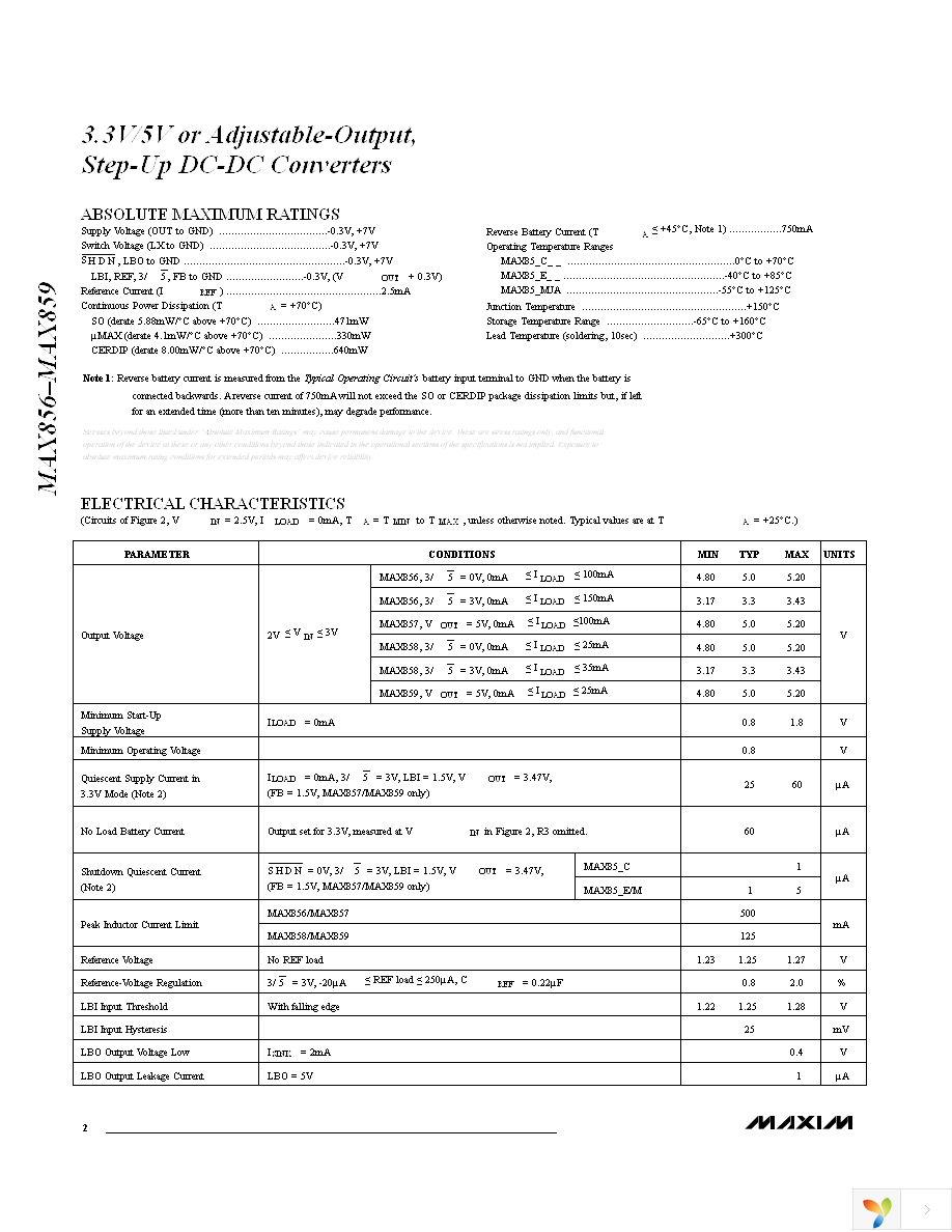 MAX856CSA+ Page 2