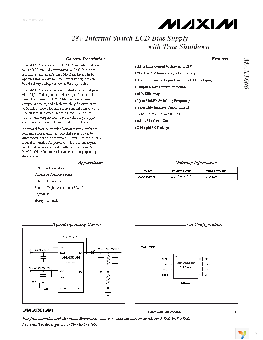 MAX1606EUA+ Page 1