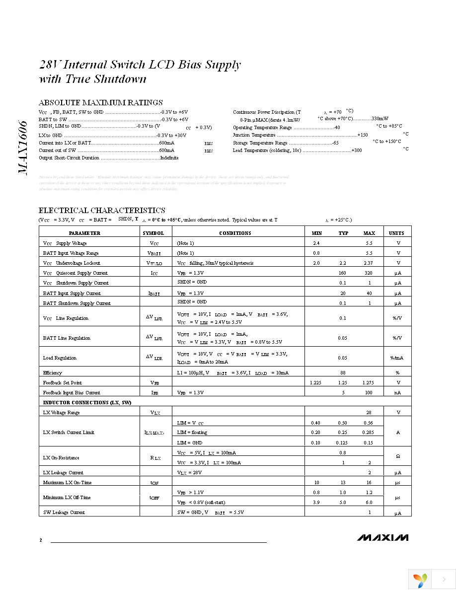 MAX1606EUA+ Page 2