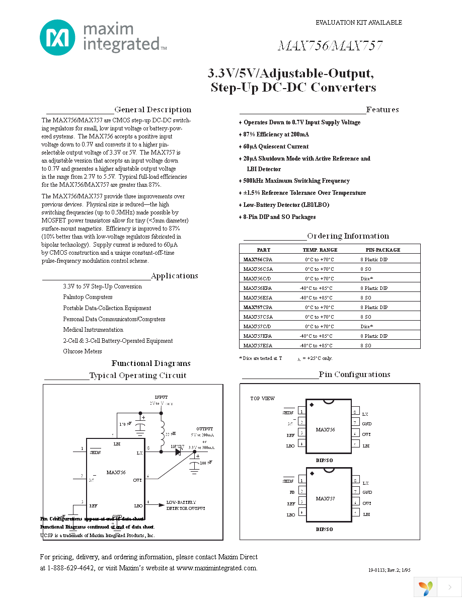 MAX756CPA+ Page 1