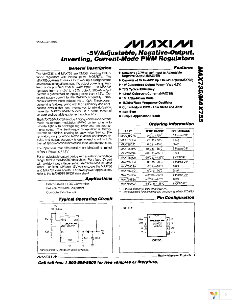 MAX735CSA+ Page 1