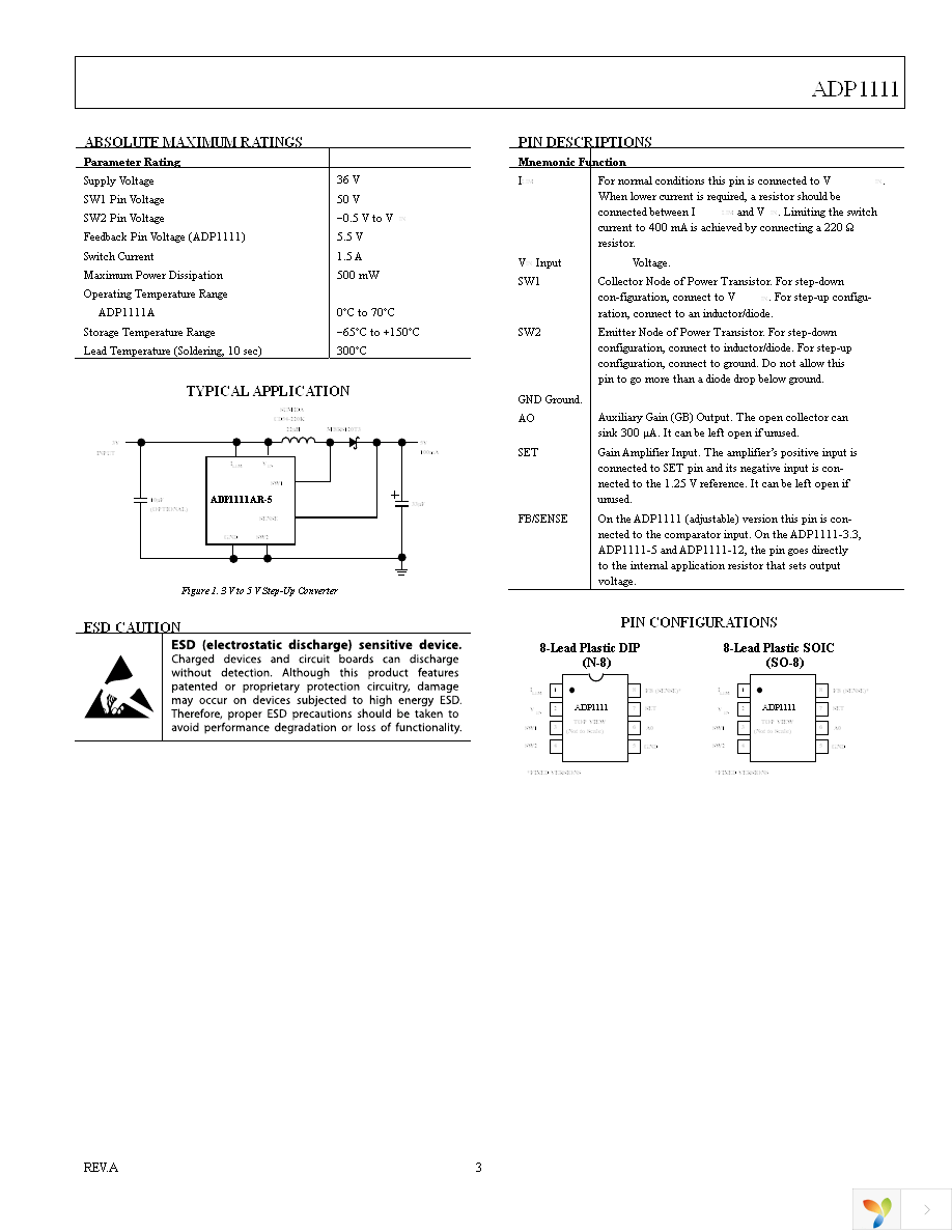 ADP1111ANZ-5 Page 3