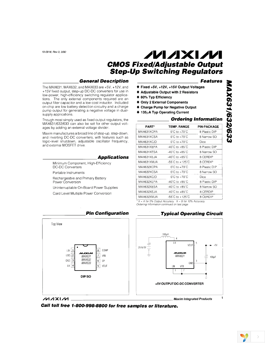 MAX632ACSA+ Page 1