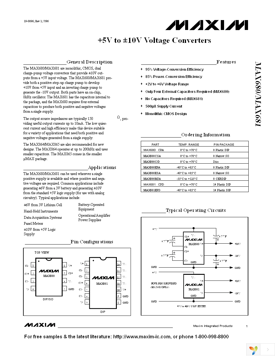 MAX680ESA+ Page 1