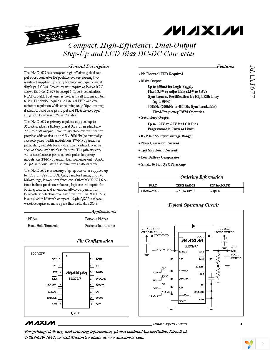 MAX1677EEE+ Page 1