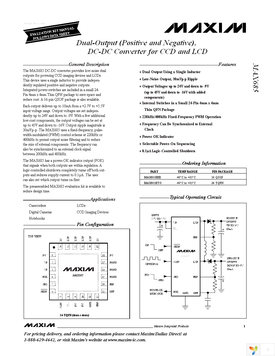 MAX685EEE+ Page 1