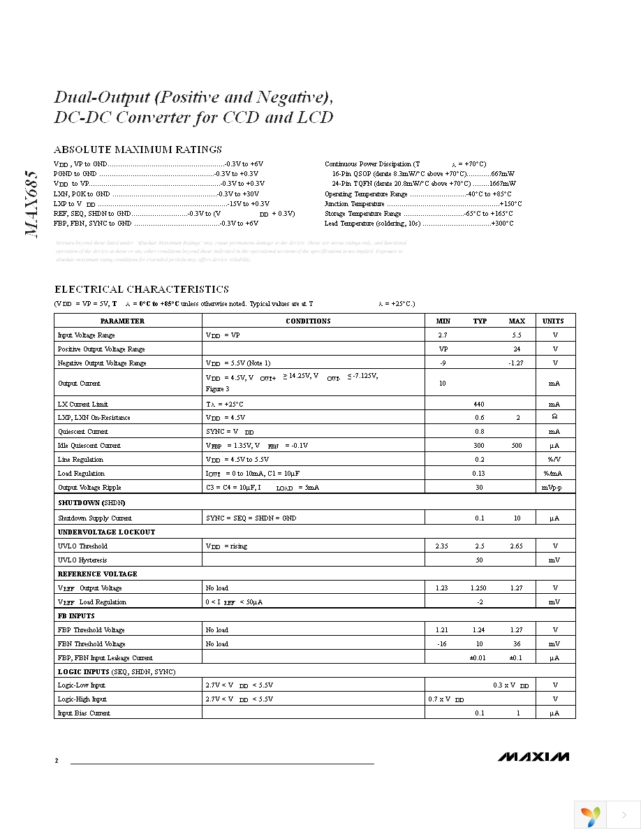 MAX685EEE+ Page 2