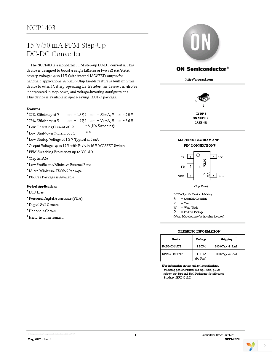 NCP1403SNT1G Page 1