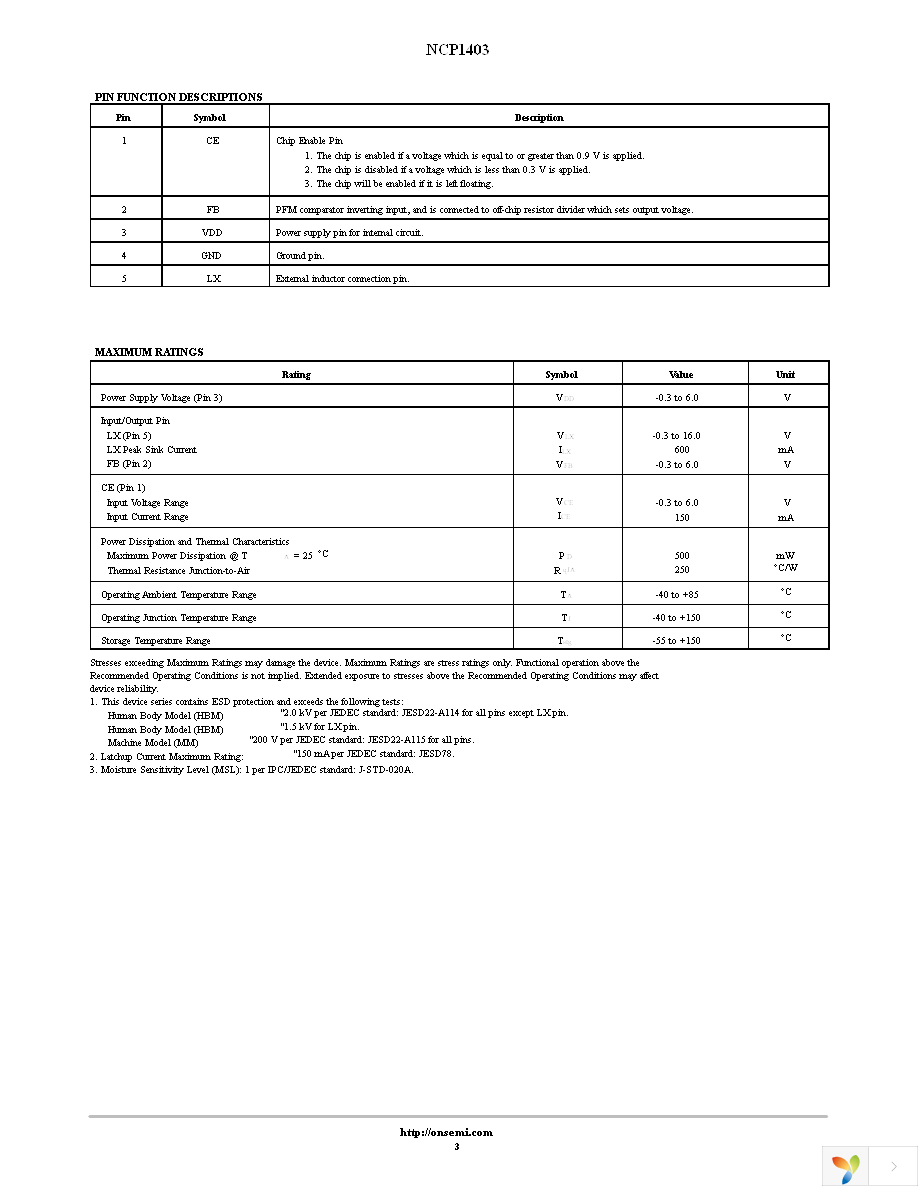 NCP1403SNT1G Page 3