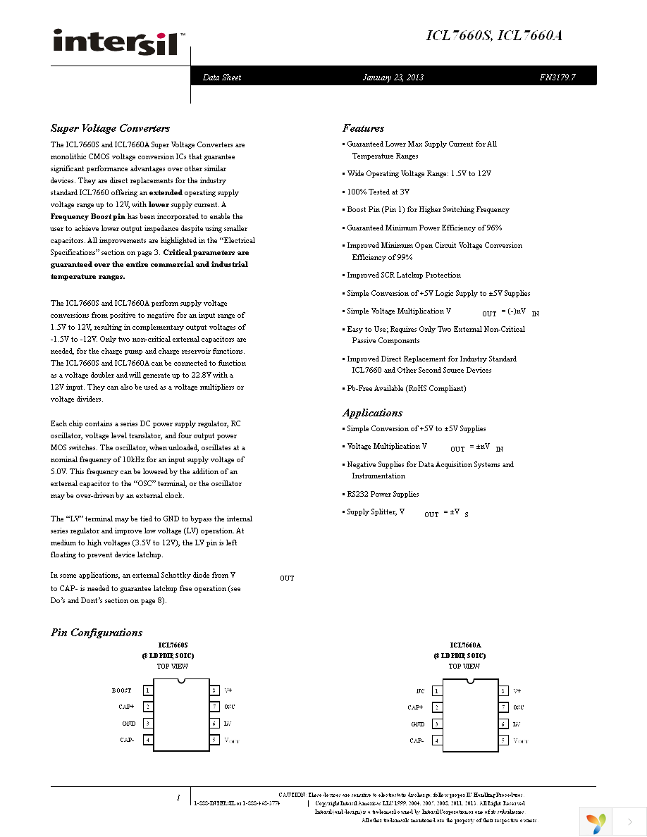 ICL7660SIBAZT Page 1