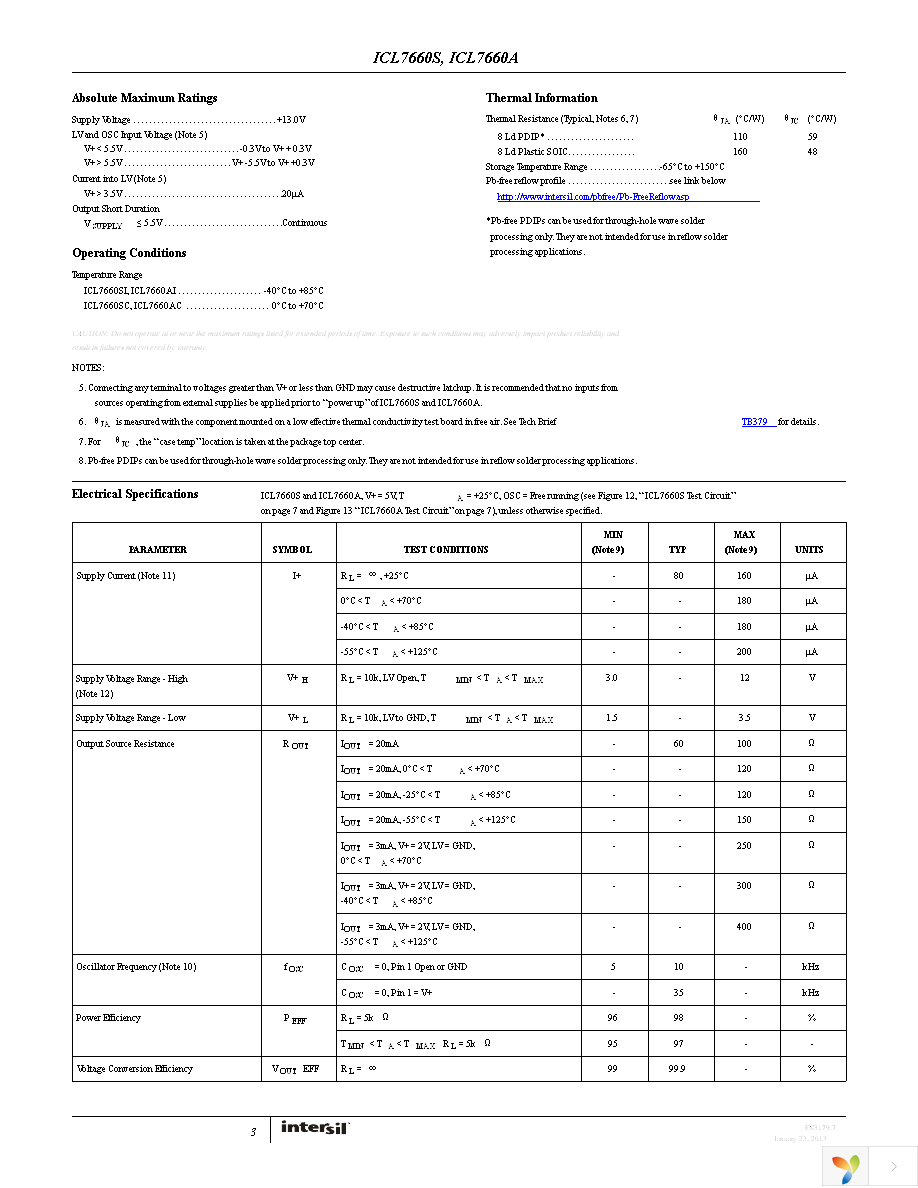 ICL7660SIBAZT Page 3