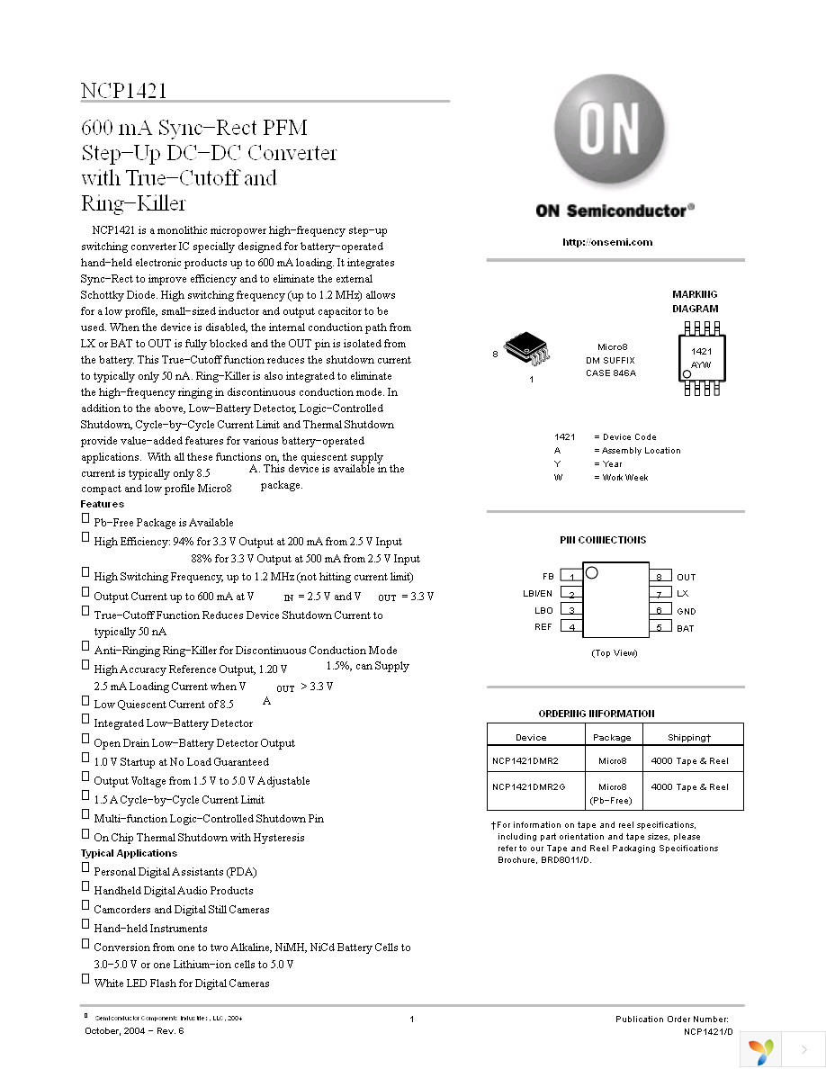 NCP1421DMR2G Page 1