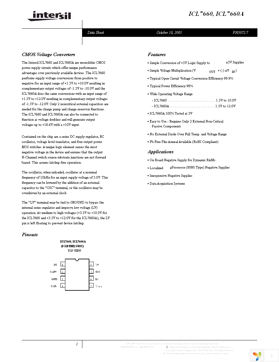 ICL7660CBAZ-T Page 1