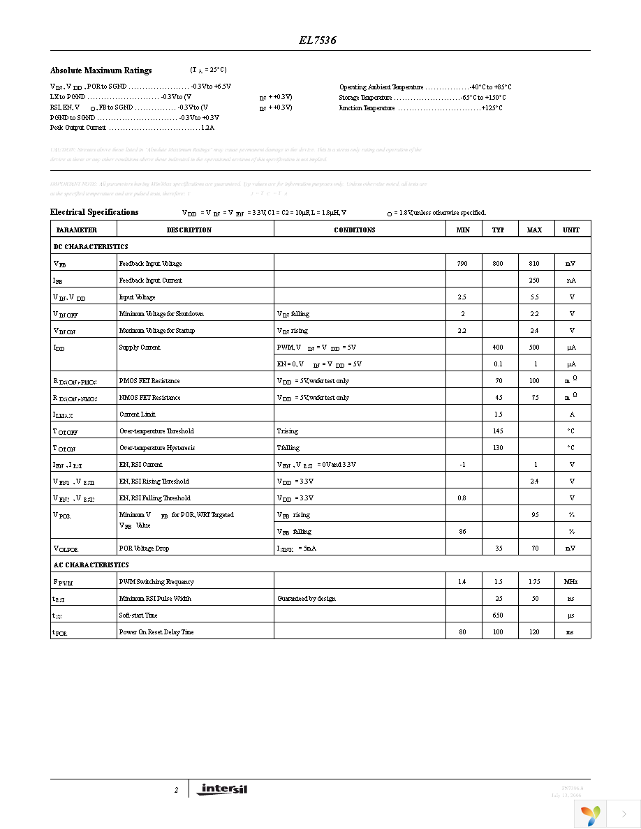 EL7536IYZ-T7 Page 2