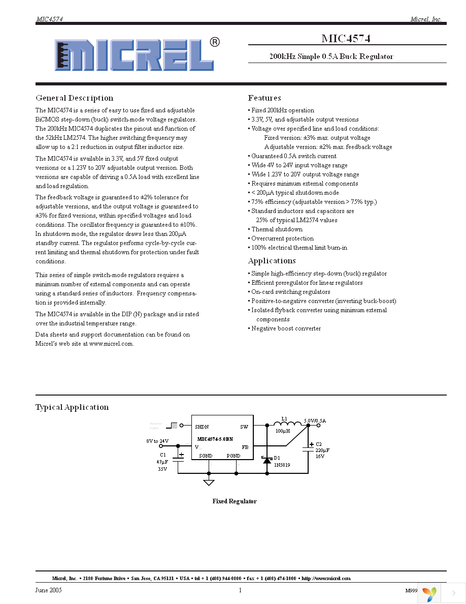 MIC4574-5.0YN Page 1