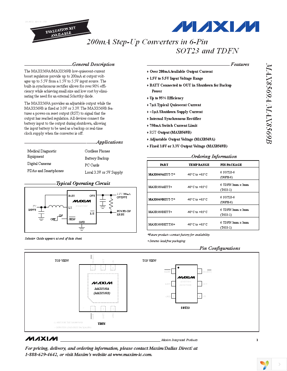 MAX8569BEUT+T Page 1