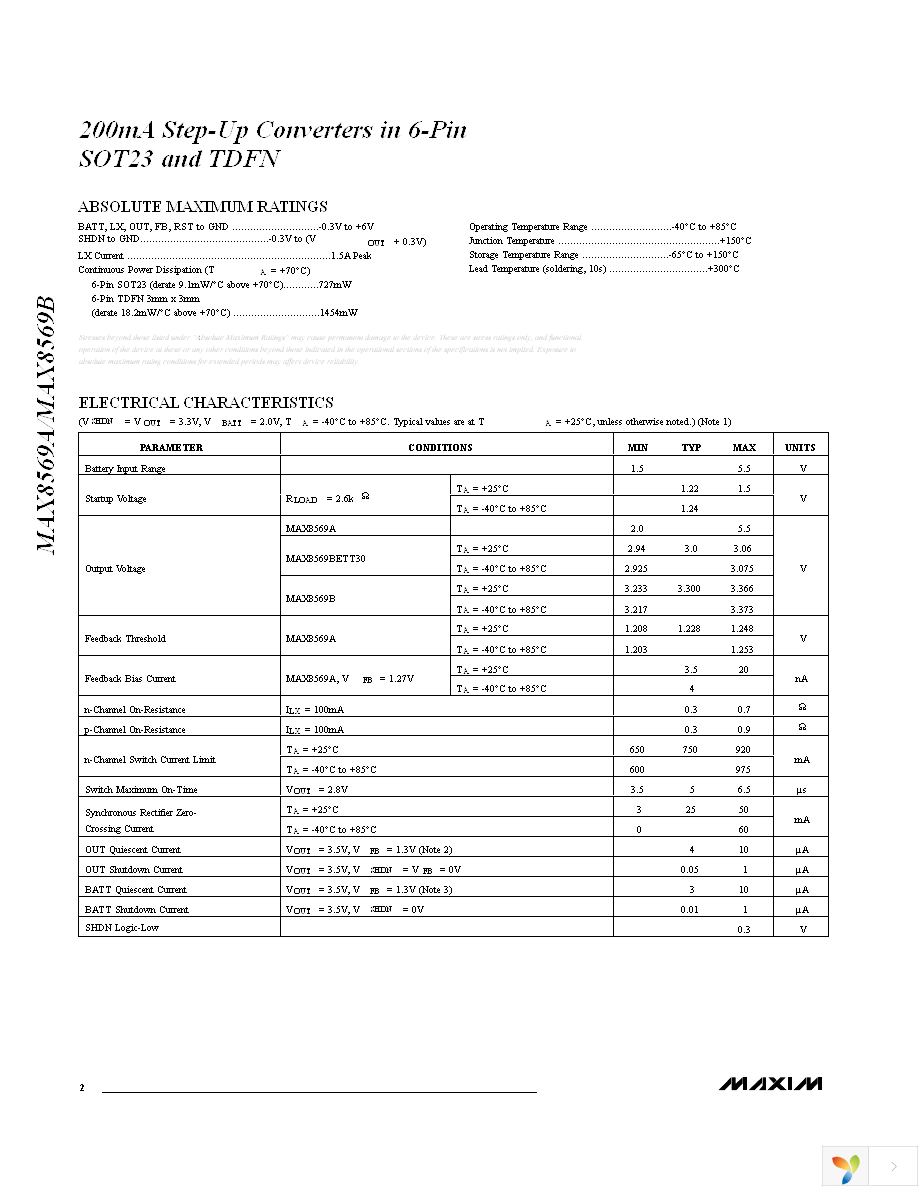 MAX8569BEUT+T Page 2