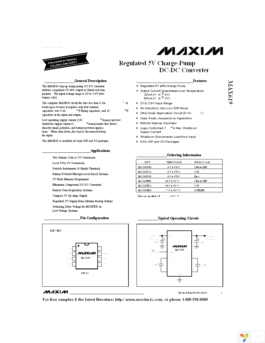 MAX619ESA+ Page 1