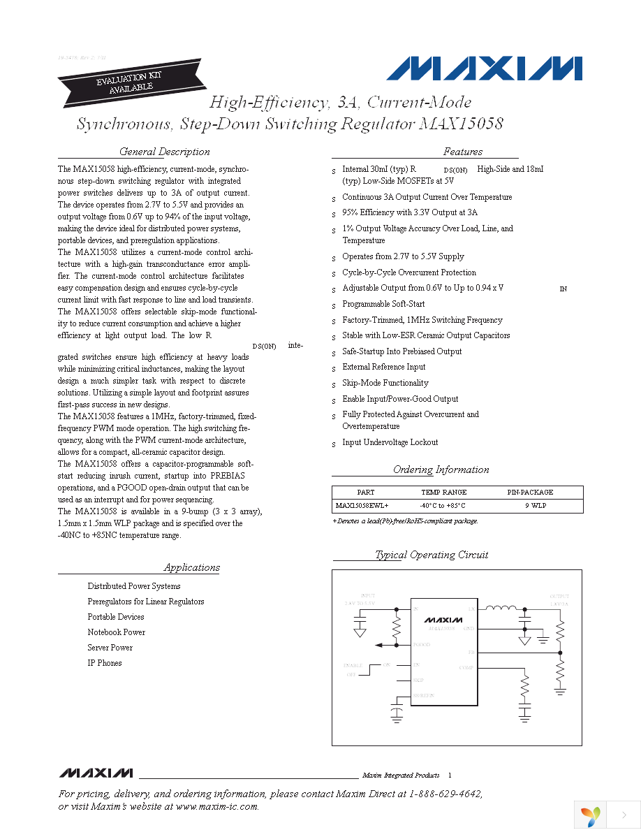 MAX15058EWL+T Page 1