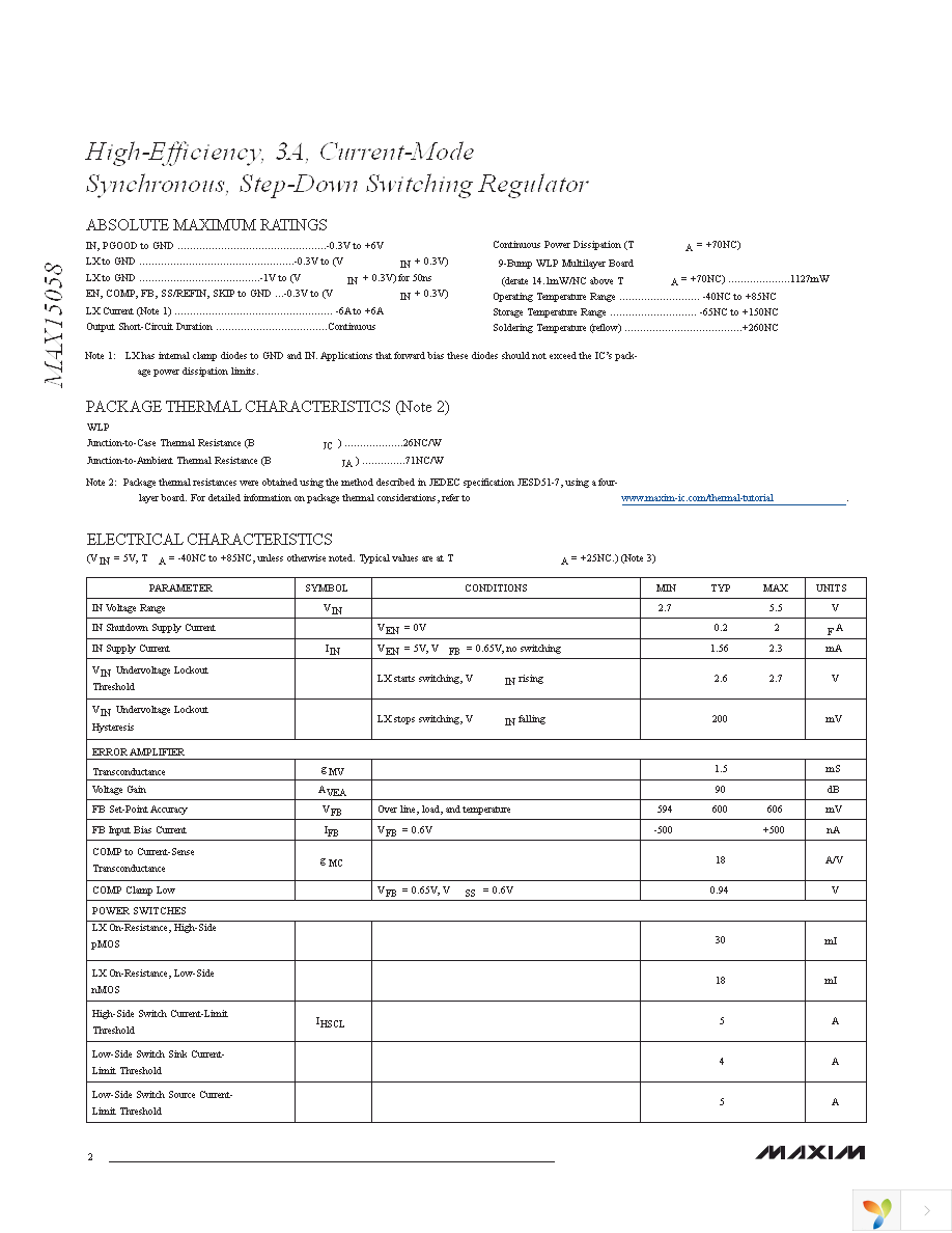 MAX15058EWL+T Page 2