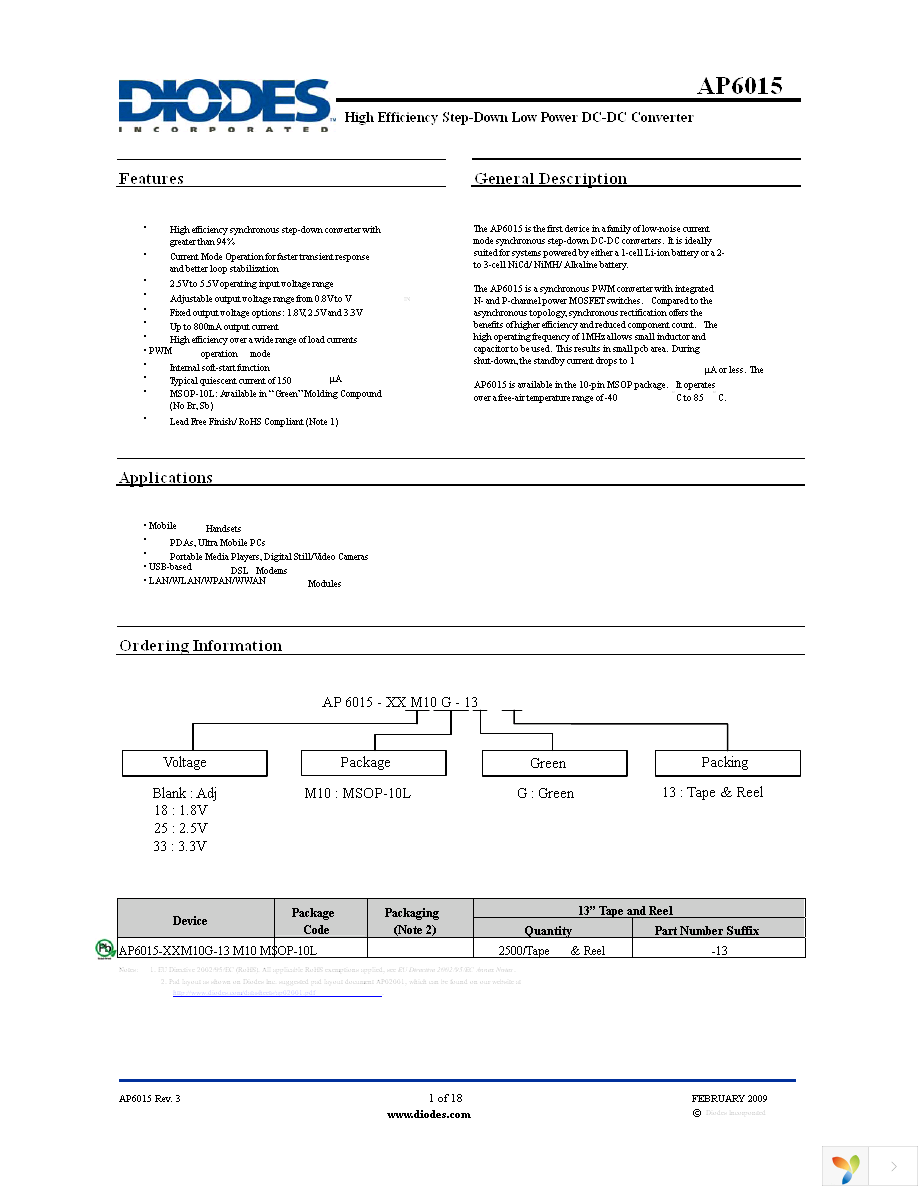 AP6015-33M10G-13 Page 1