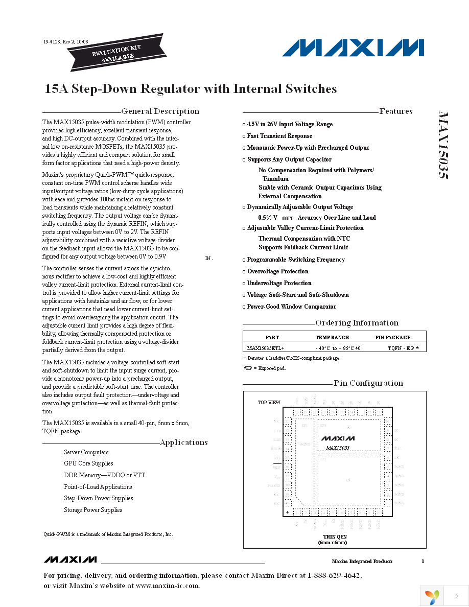 MAX15035ETL+ Page 1