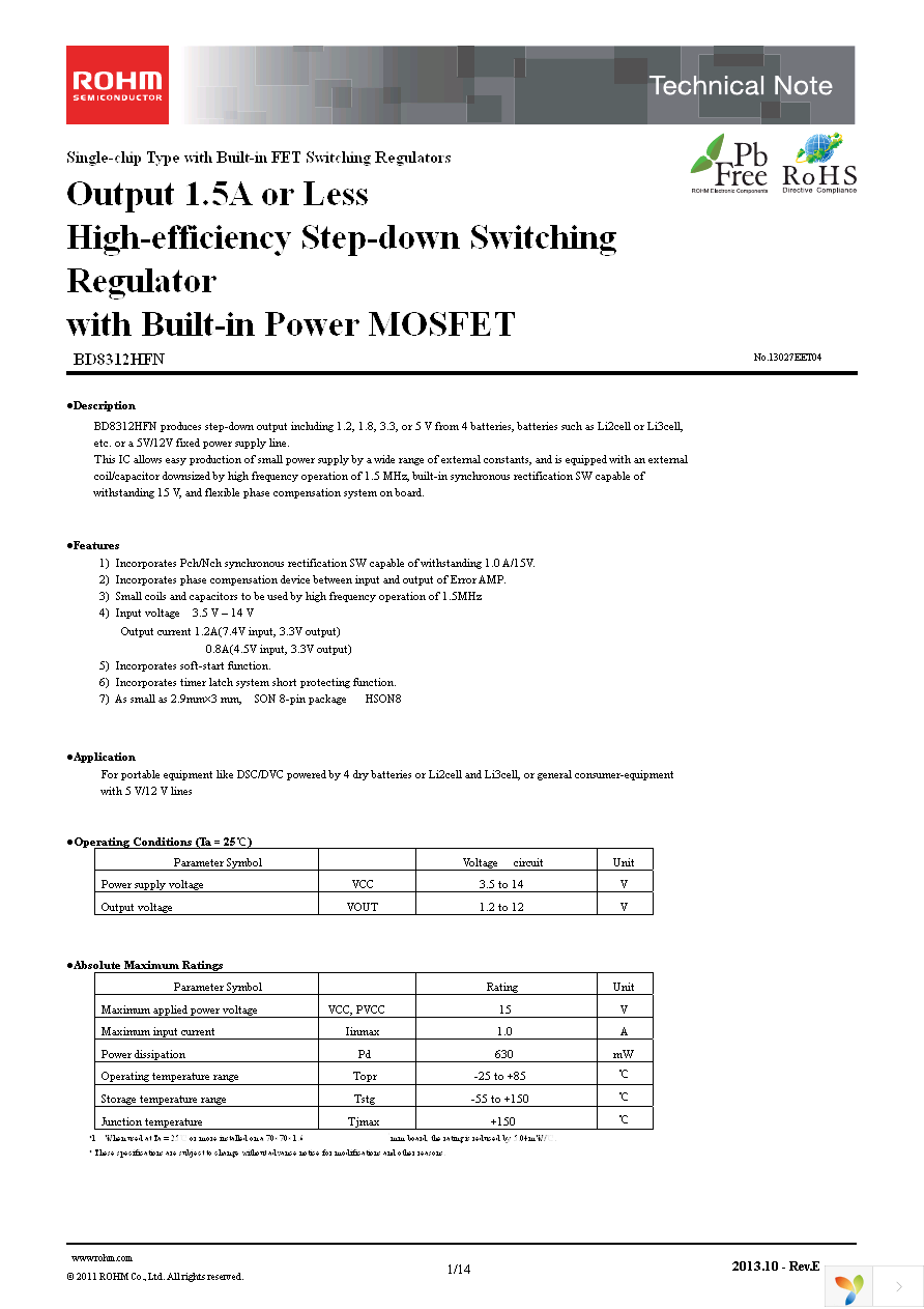 BD8312HFN-TR Page 1