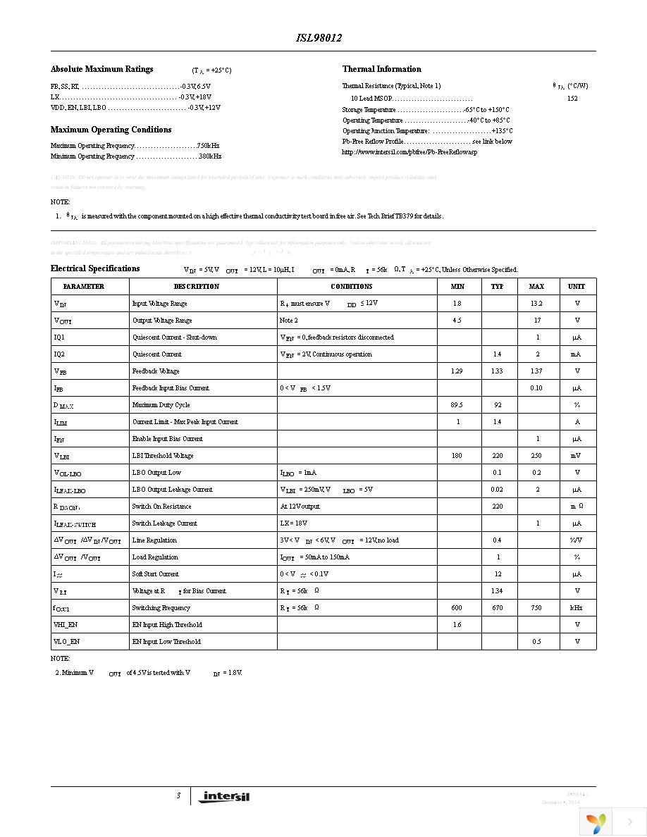 ISL98012IUZ-TK Page 3