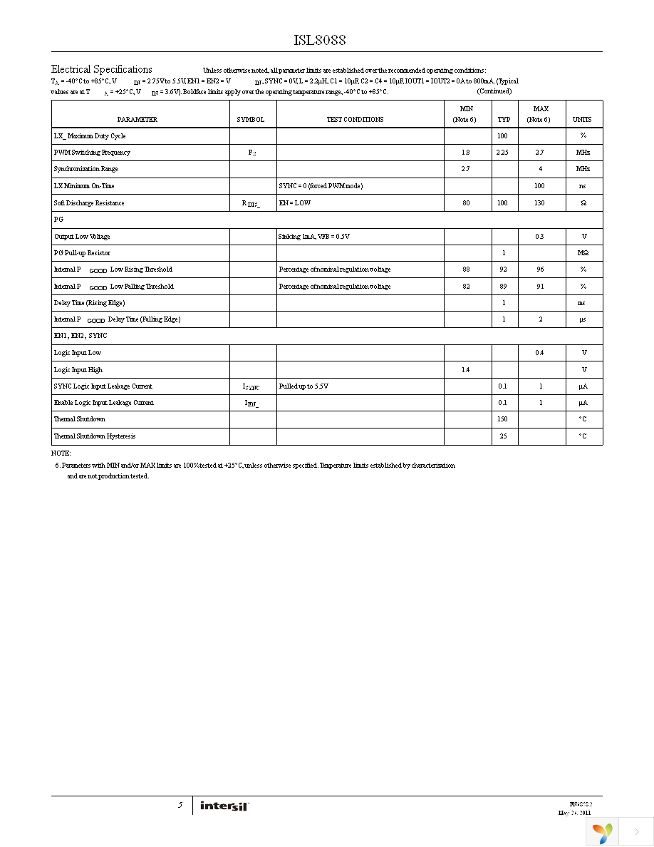 ISL8088IRZ-T7A Page 5