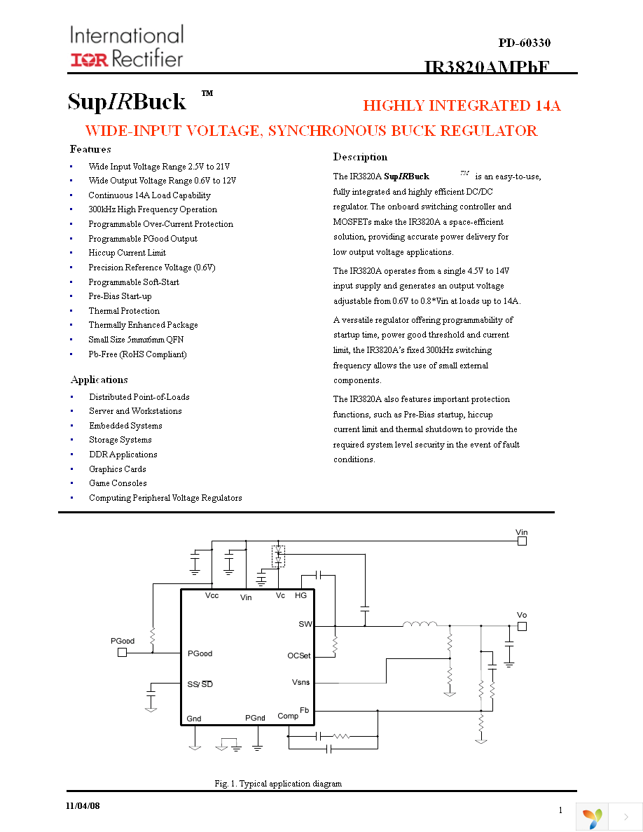 IR3820AMTRPBF Page 1