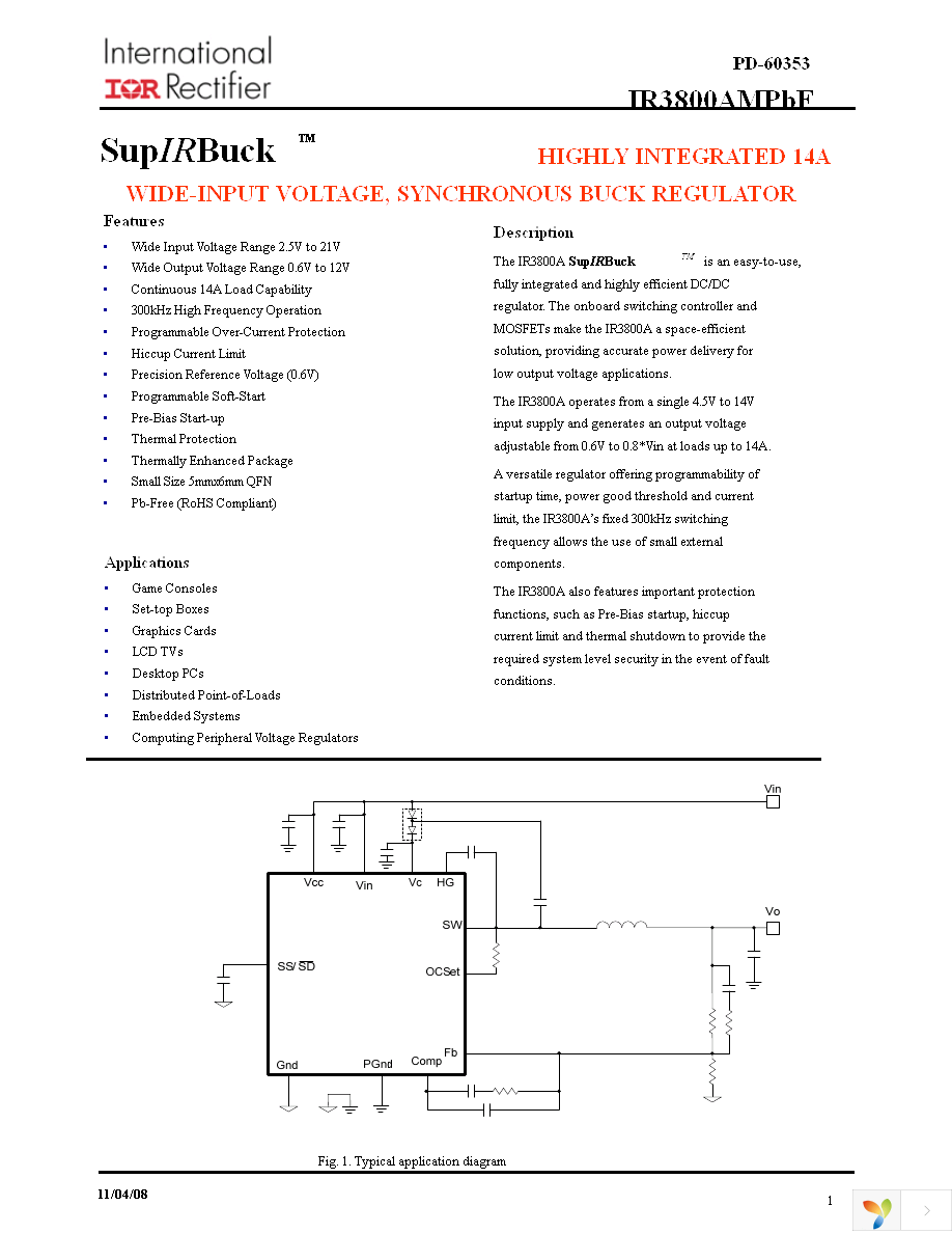 IR3800AMTRPBF Page 1