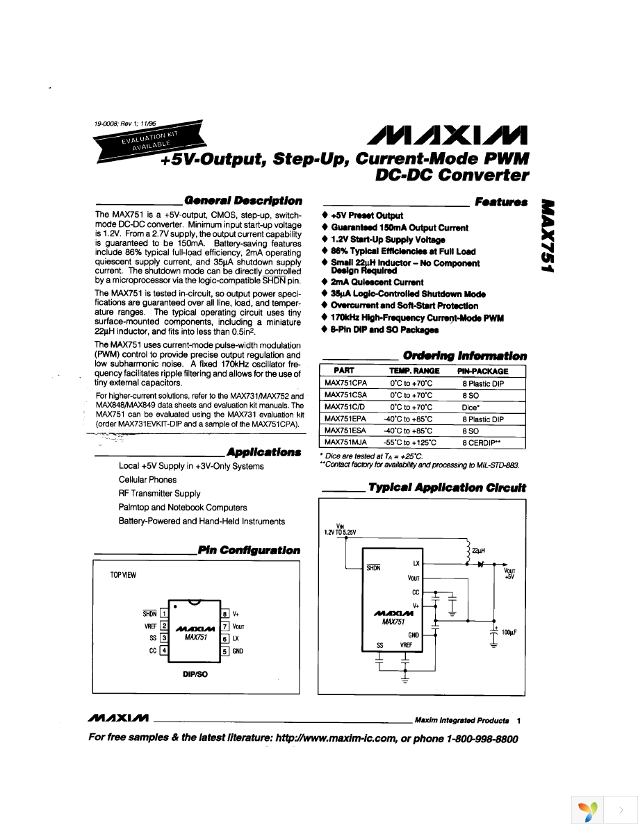 MAX751ESA+ Page 1