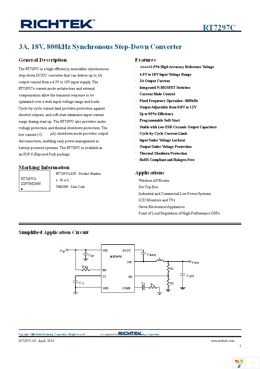 RT7297CHZSP Page 1