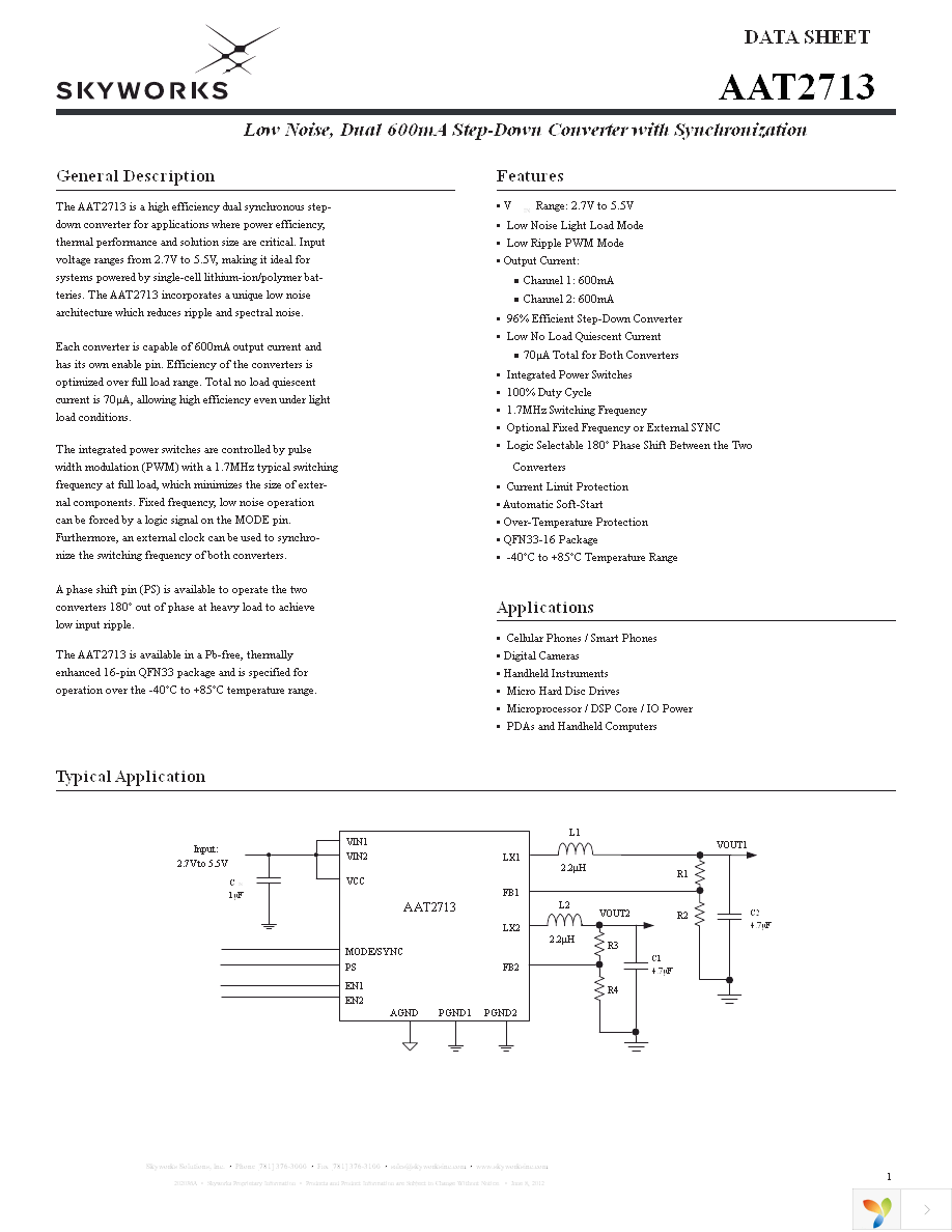 AAT2713IVN-AA-T1 Page 1