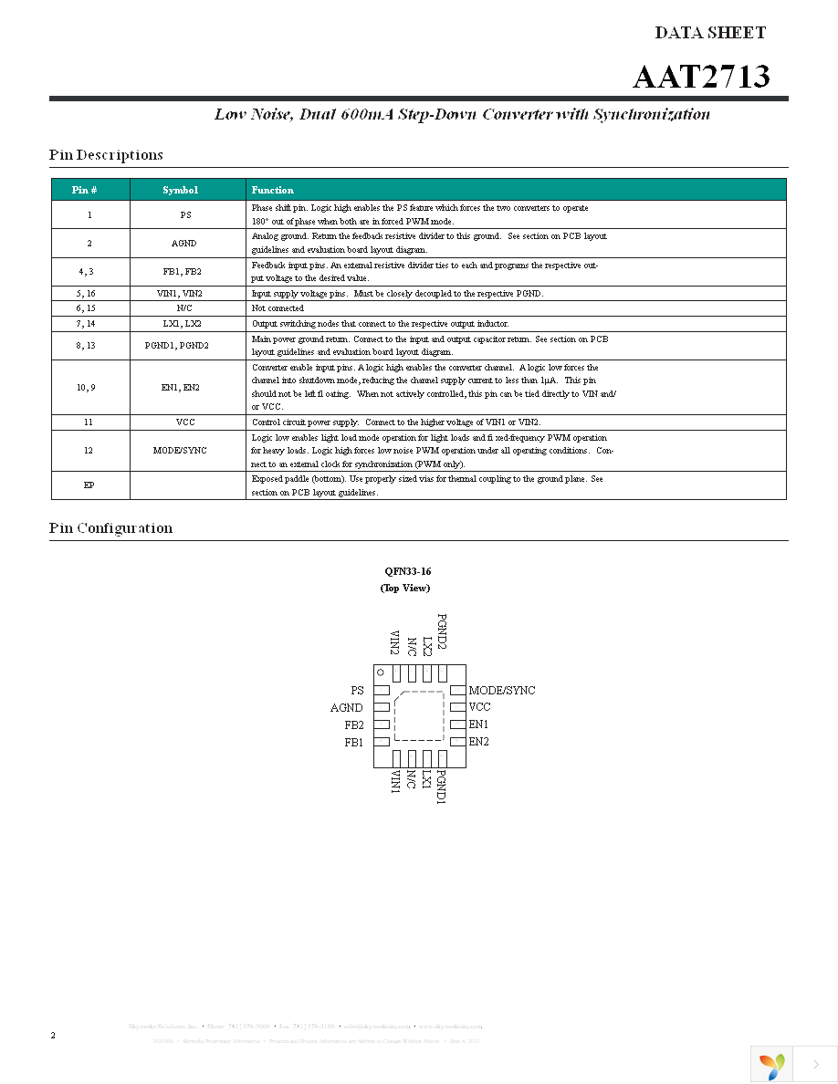 AAT2713IVN-AA-T1 Page 2